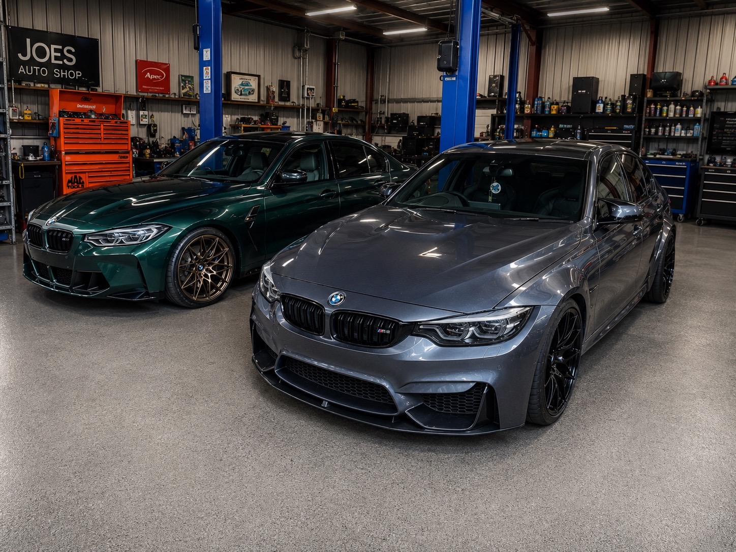 BMWs in workshop
