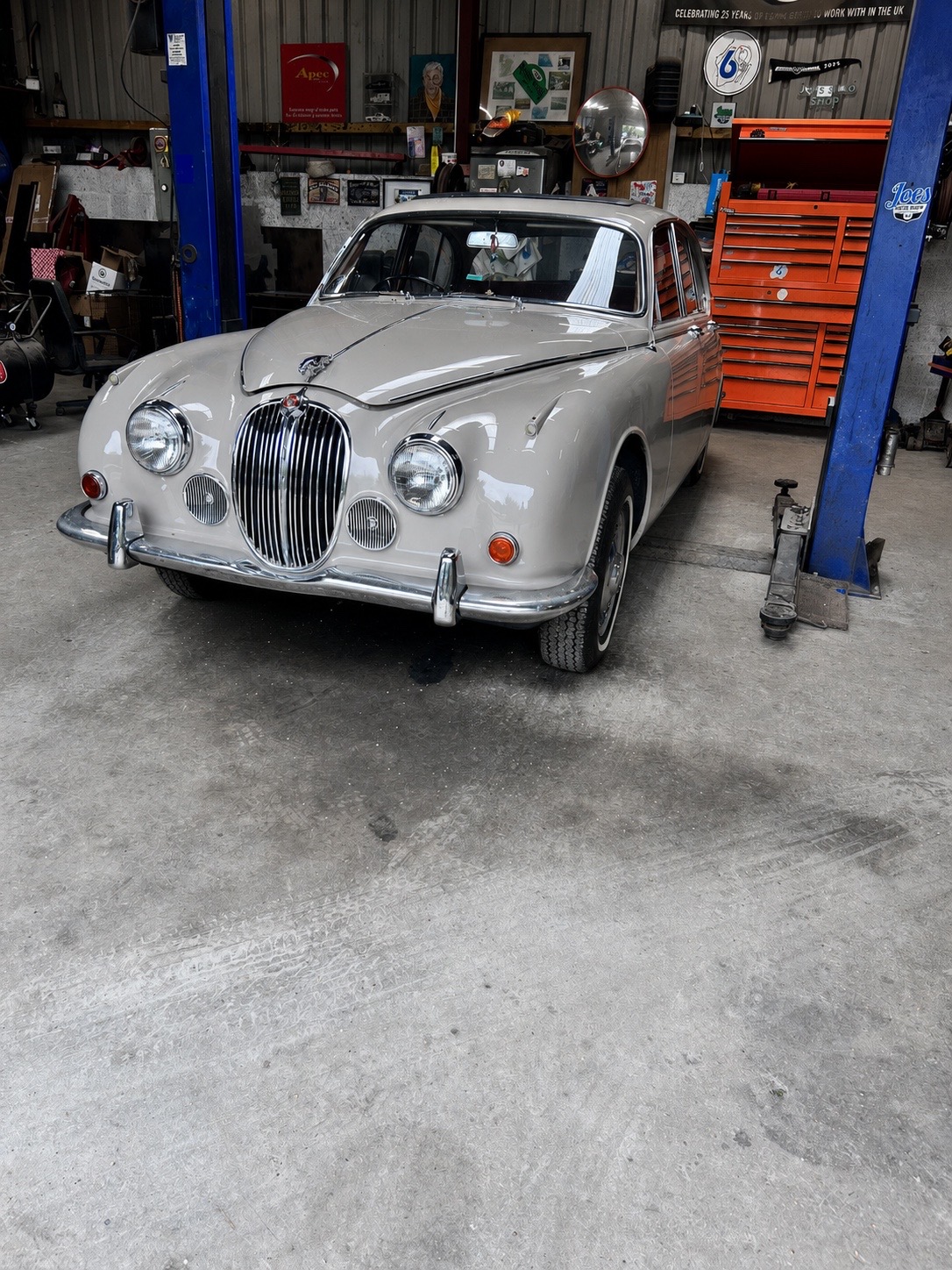 Classic Jaguar in workshop